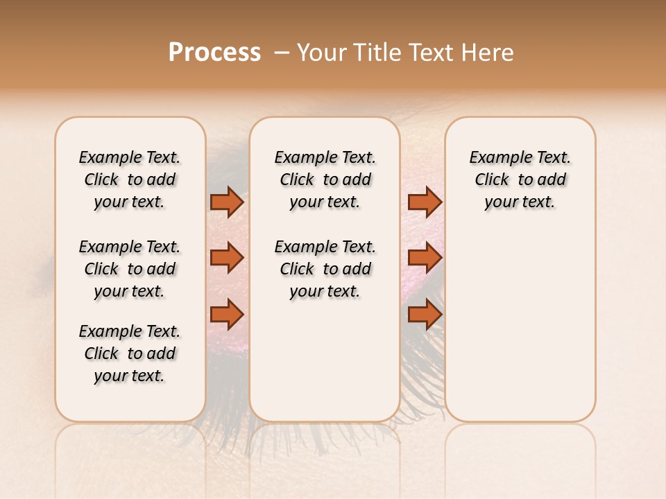 A Close Up Of A Woman's Eye With Pink And Yellow Makeup PowerPoint Template