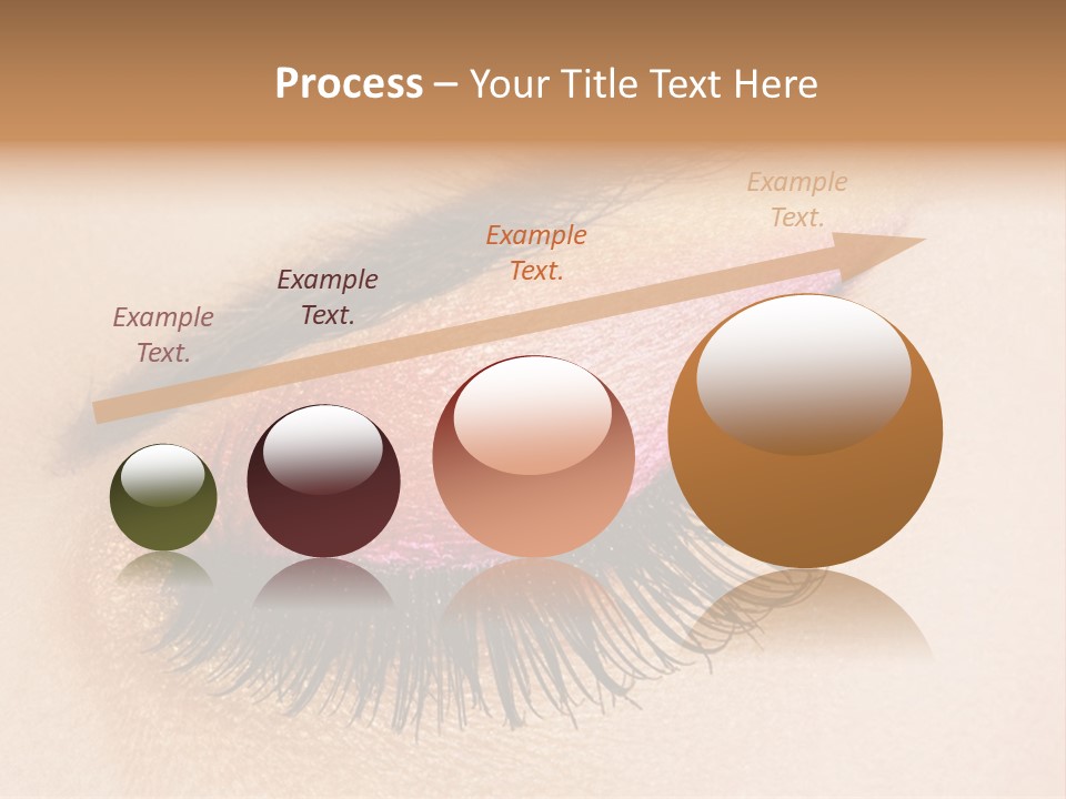 A Close Up Of A Woman's Eye With Pink And Yellow Makeup PowerPoint Template