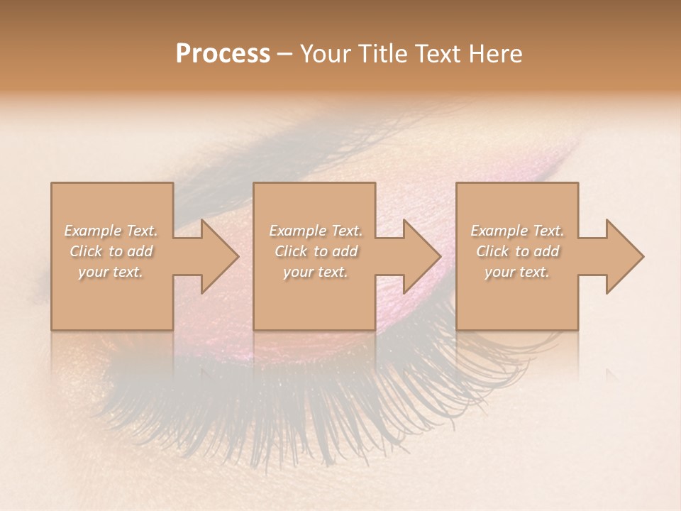 A Close Up Of A Woman's Eye With Pink And Yellow Makeup PowerPoint Template