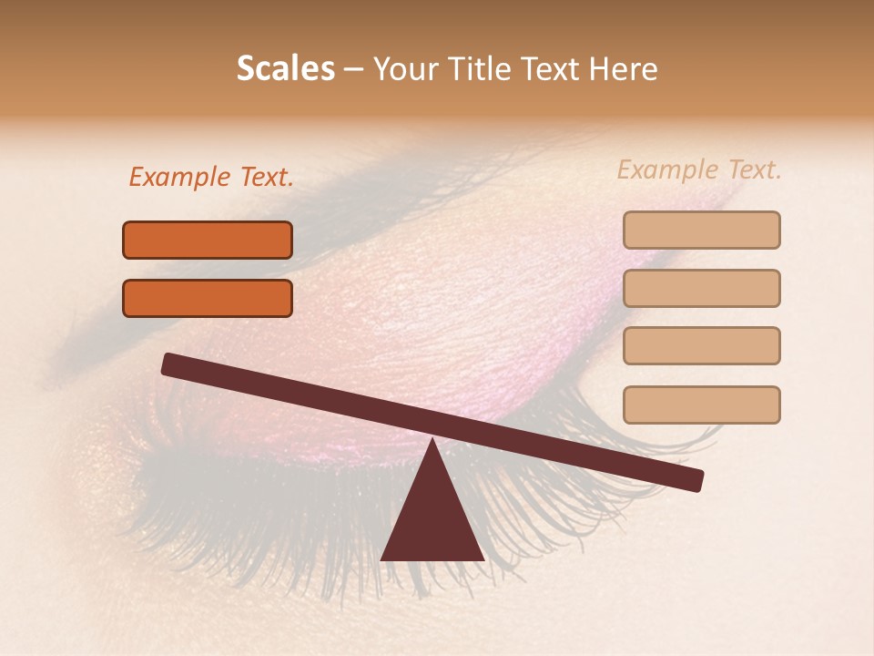 A Close Up Of A Woman's Eye With Pink And Yellow Makeup PowerPoint Template