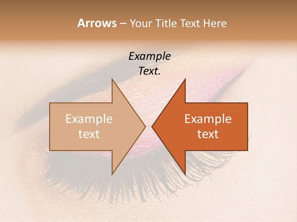 A Close Up Of A Woman's Eye With Pink And Yellow Makeup PowerPoint Template