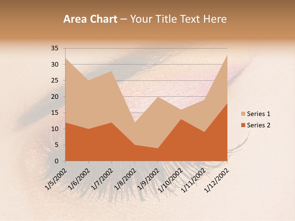 A Close Up Of A Woman's Eye With Pink And Yellow Makeup PowerPoint Template