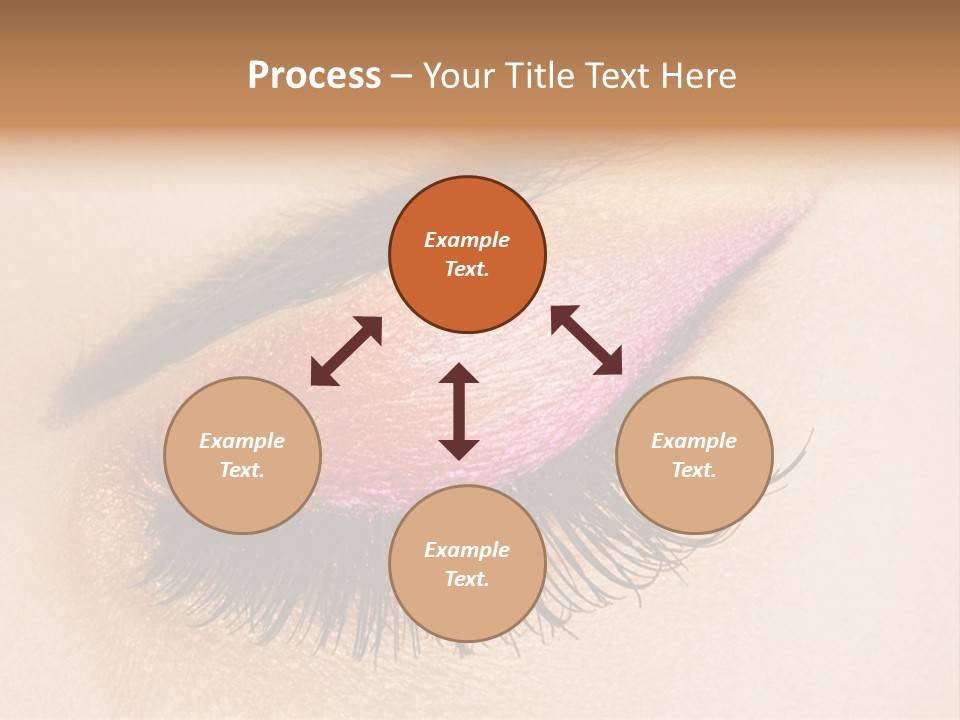 A Close Up Of A Woman's Eye With Pink And Yellow Makeup PowerPoint Template