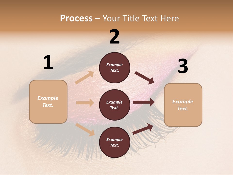 A Close Up Of A Woman's Eye With Pink And Yellow Makeup PowerPoint Template
