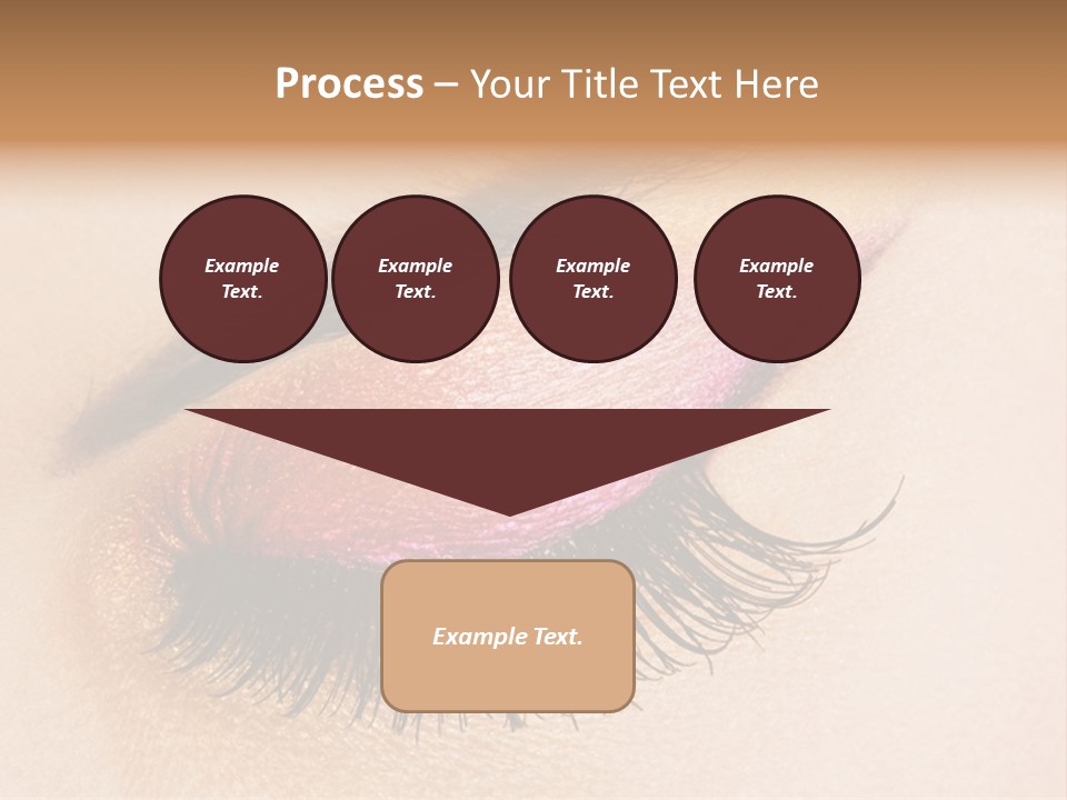 A Close Up Of A Woman's Eye With Pink And Yellow Makeup PowerPoint Template