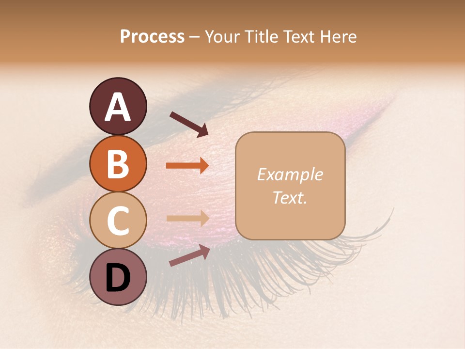 A Close Up Of A Woman's Eye With Pink And Yellow Makeup PowerPoint Template