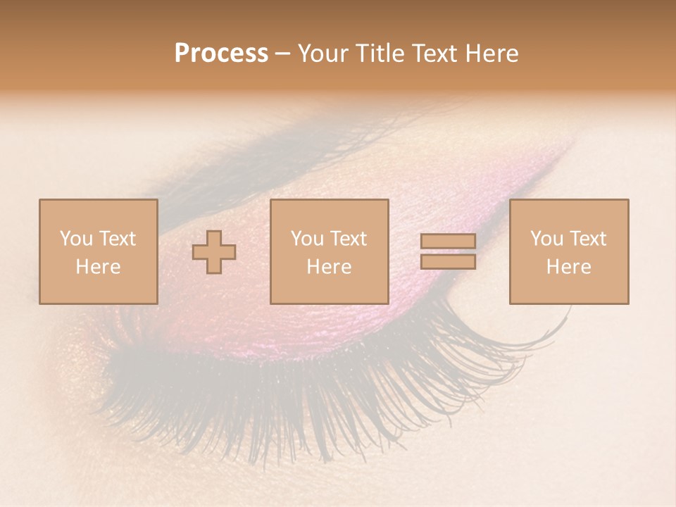 A Close Up Of A Woman's Eye With Pink And Yellow Makeup PowerPoint Template