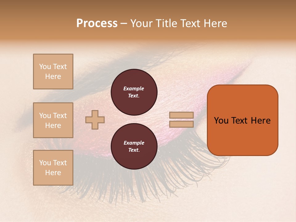 A Close Up Of A Woman's Eye With Pink And Yellow Makeup PowerPoint Template