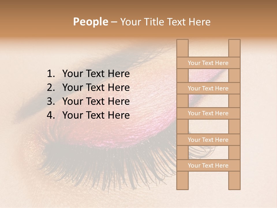 A Close Up Of A Woman's Eye With Pink And Yellow Makeup PowerPoint Template