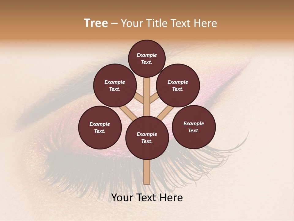 A Close Up Of A Woman's Eye With Pink And Yellow Makeup PowerPoint Template