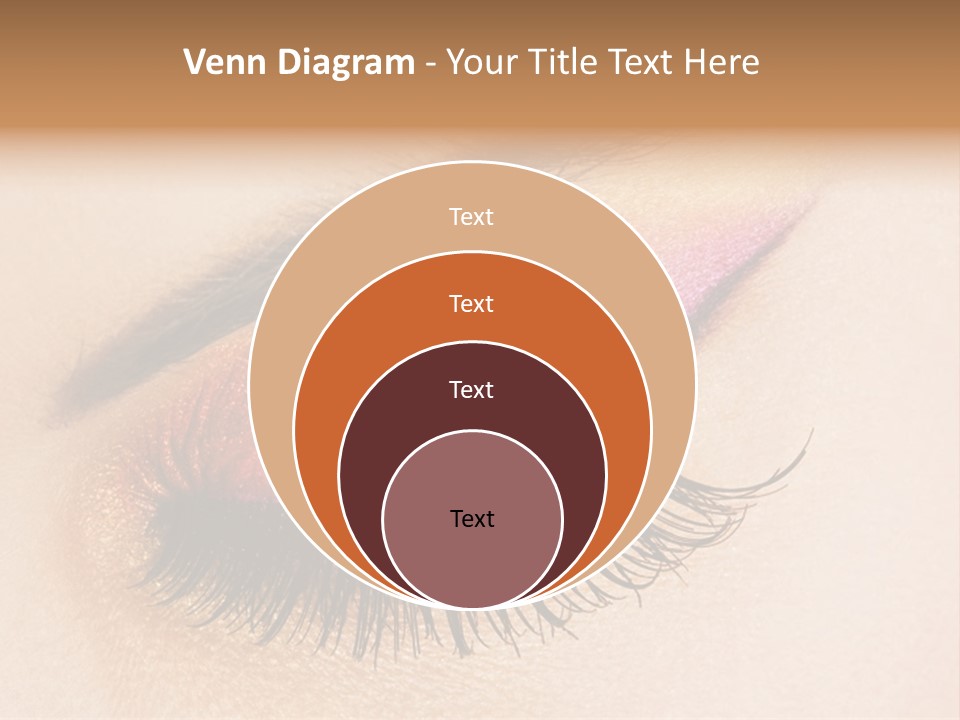 A Close Up Of A Woman's Eye With Pink And Yellow Makeup PowerPoint Template