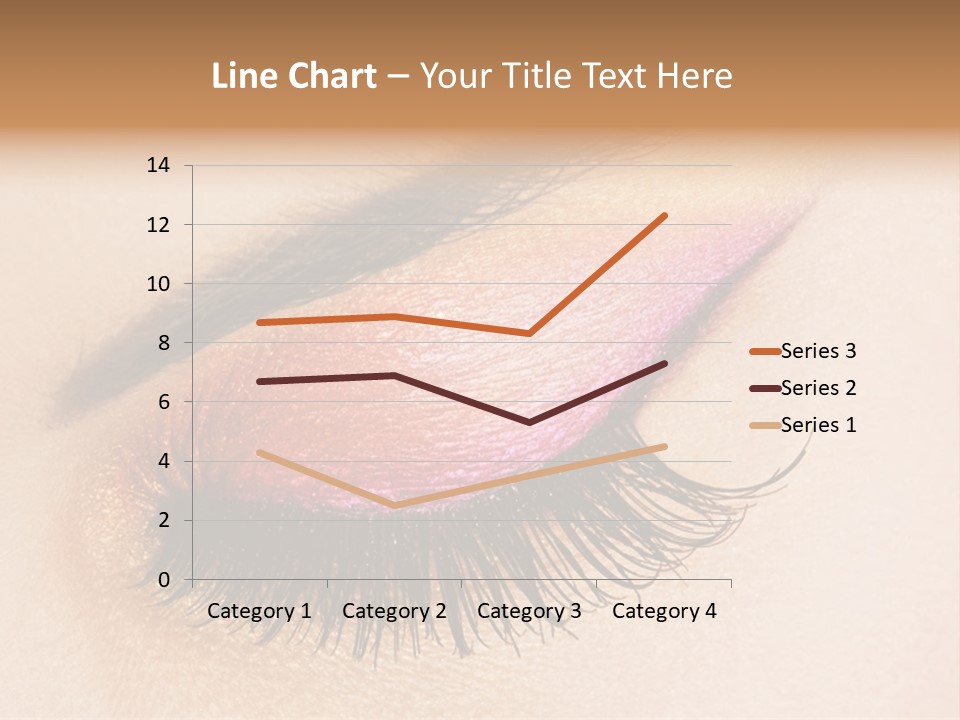A Close Up Of A Woman's Eye With Pink And Yellow Makeup PowerPoint Template