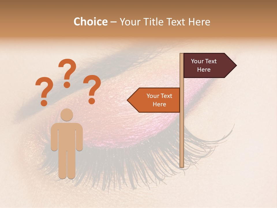 A Close Up Of A Woman's Eye With Pink And Yellow Makeup PowerPoint Template