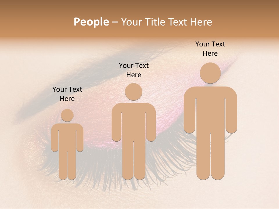 A Close Up Of A Woman's Eye With Pink And Yellow Makeup PowerPoint Template