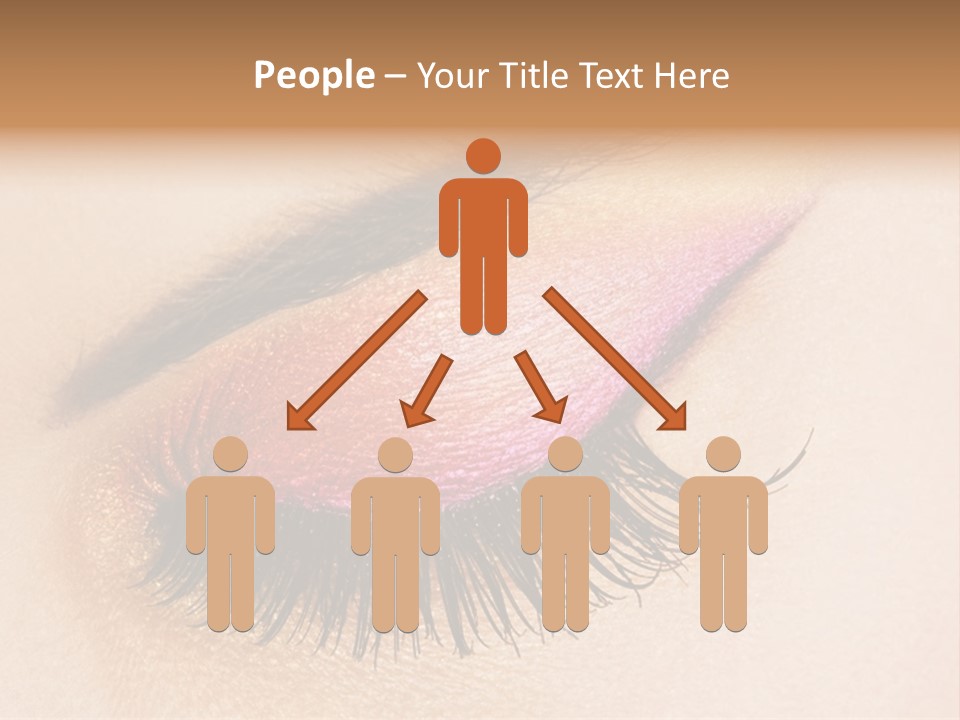 A Close Up Of A Woman's Eye With Pink And Yellow Makeup PowerPoint Template
