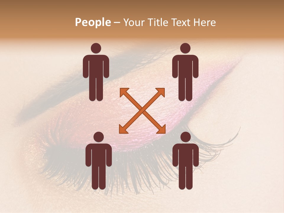 A Close Up Of A Woman's Eye With Pink And Yellow Makeup PowerPoint Template