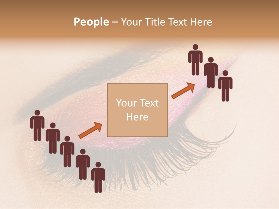A Close Up Of A Woman's Eye With Pink And Yellow Makeup PowerPoint Template
