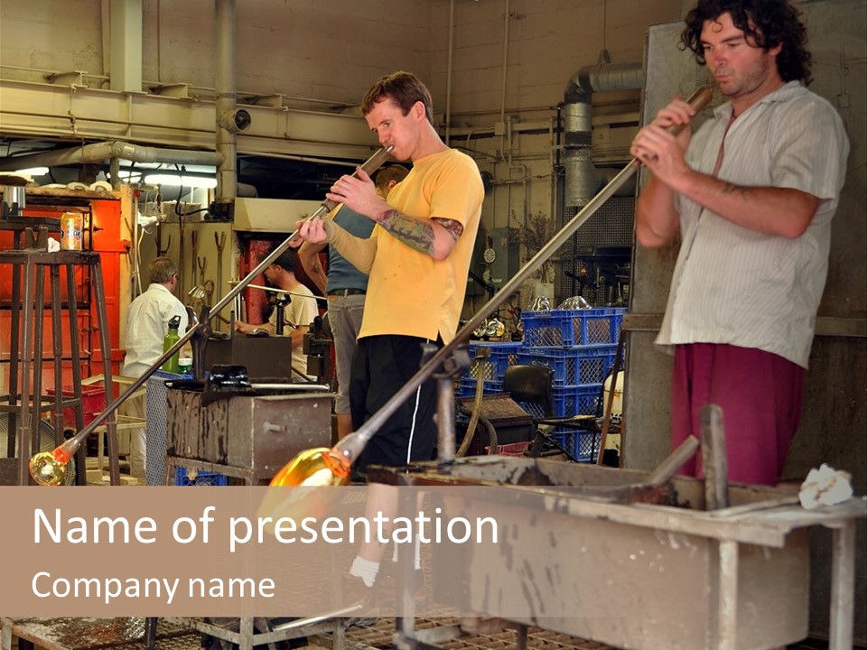 A Group Of Men Working In A Factory PowerPoint Template