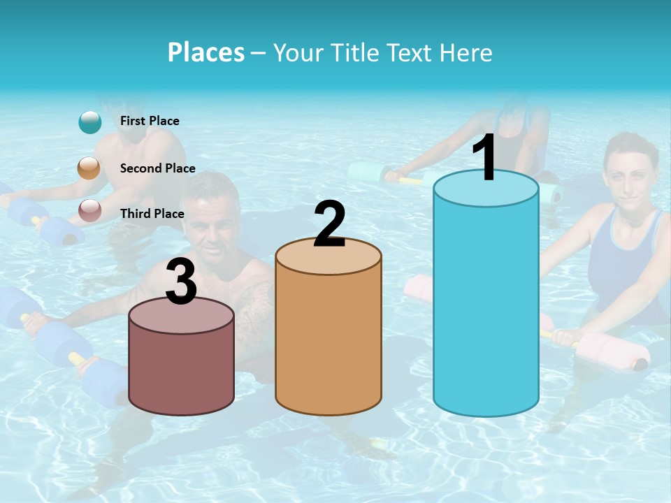 A Group Of People Doing Exercises In A Swimming Pool PowerPoint Template