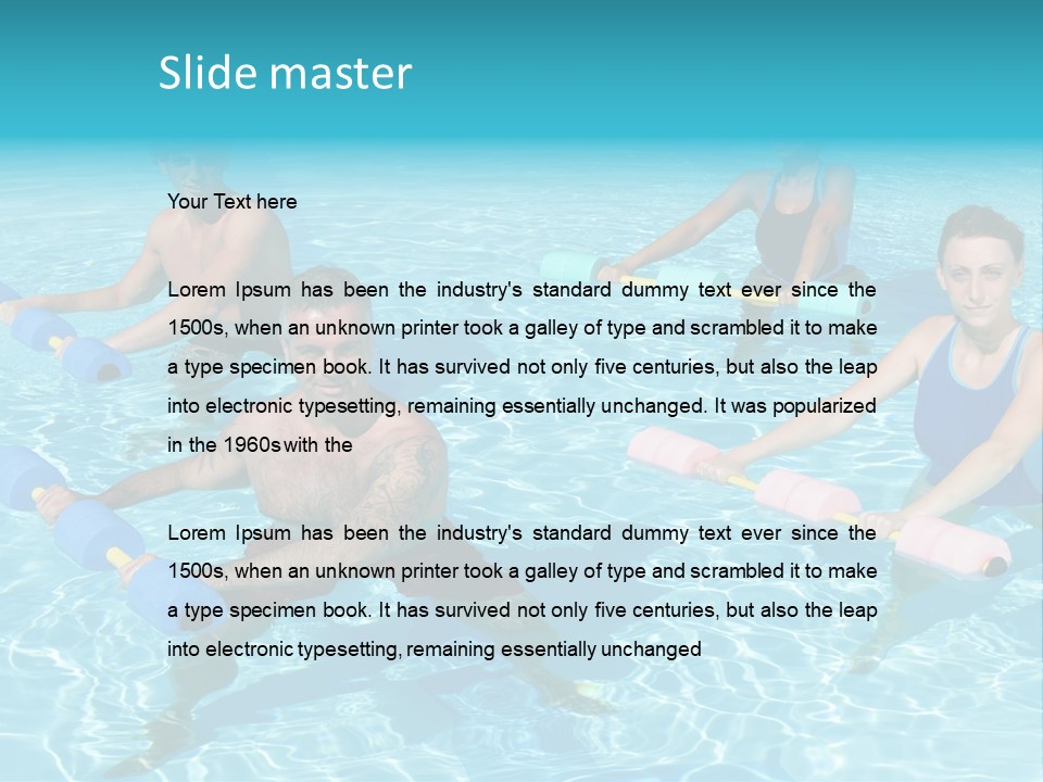 A Group Of People Doing Exercises In A Swimming Pool PowerPoint Template