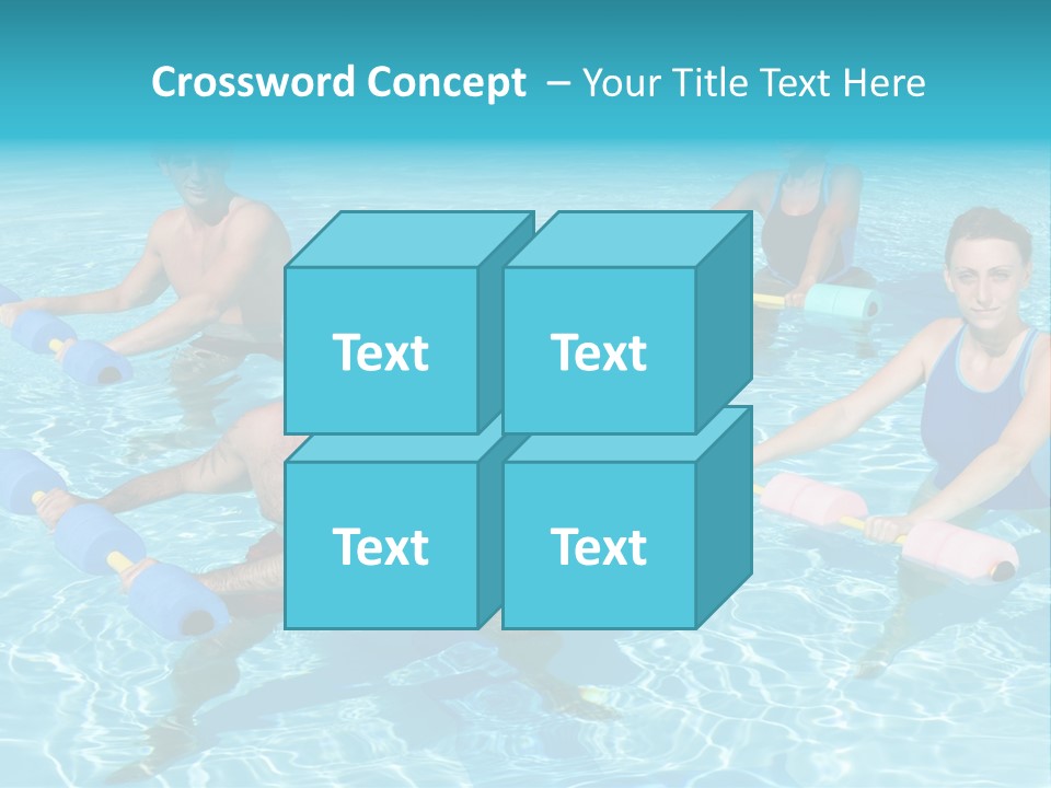 A Group Of People Doing Exercises In A Swimming Pool PowerPoint Template
