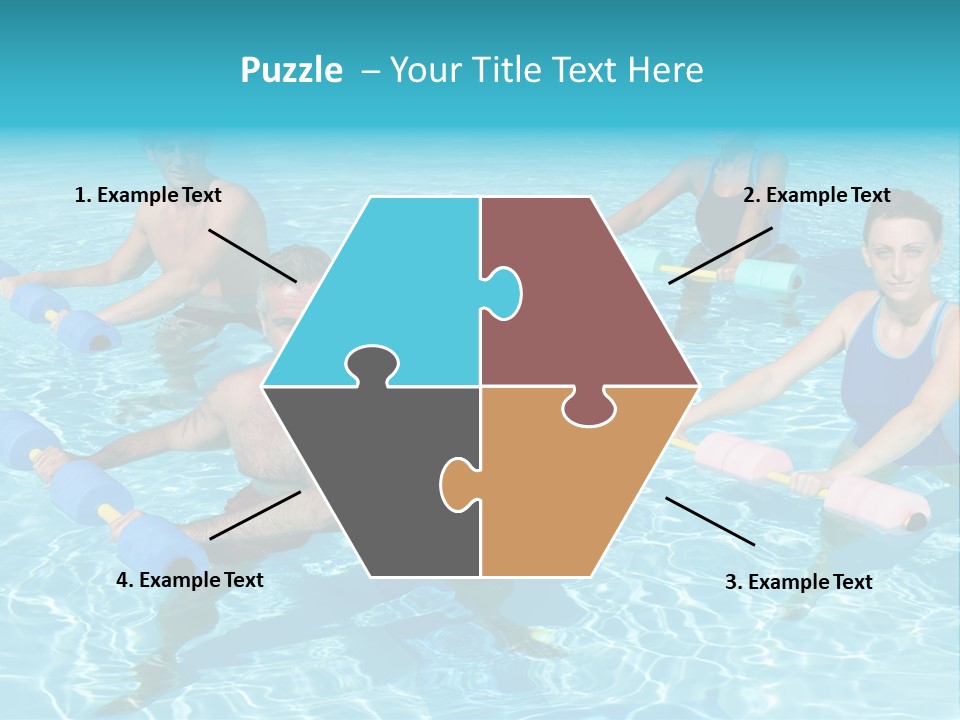 A Group Of People Doing Exercises In A Swimming Pool PowerPoint Template