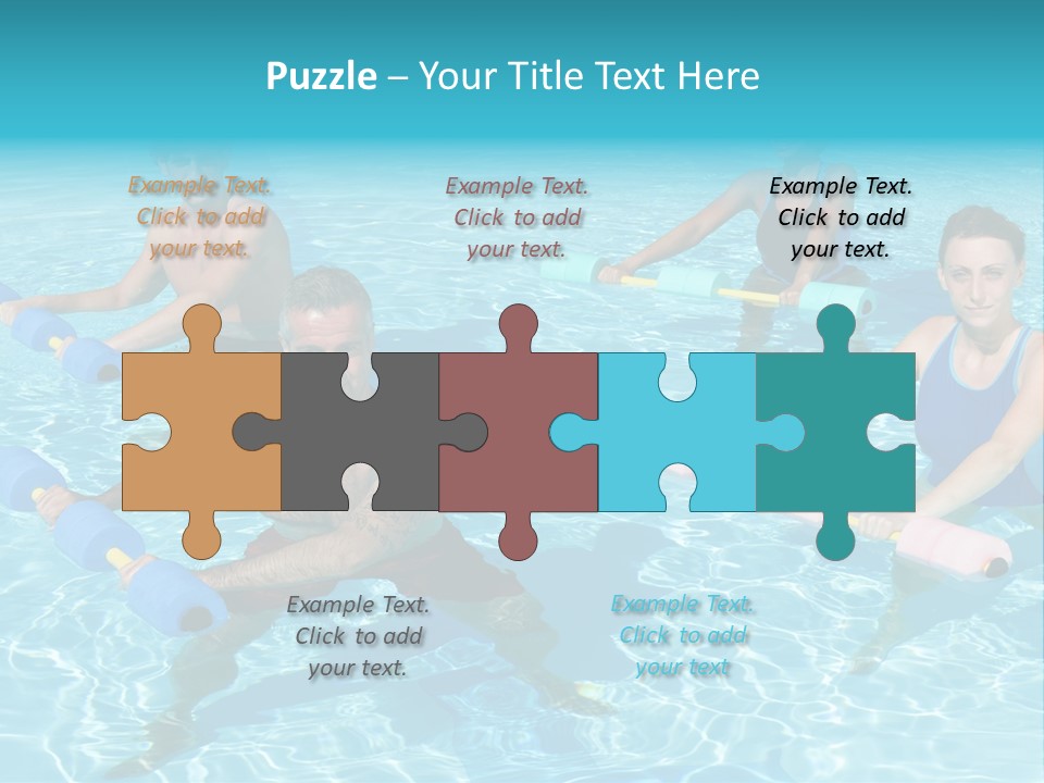 A Group Of People Doing Exercises In A Swimming Pool PowerPoint Template