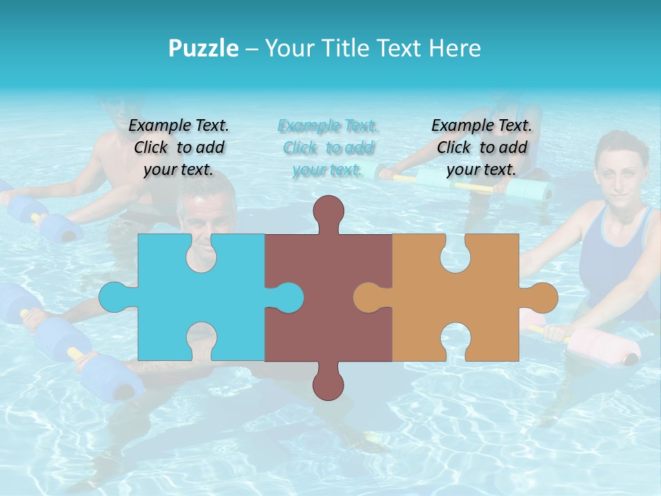 A Group Of People Doing Exercises In A Swimming Pool PowerPoint Template