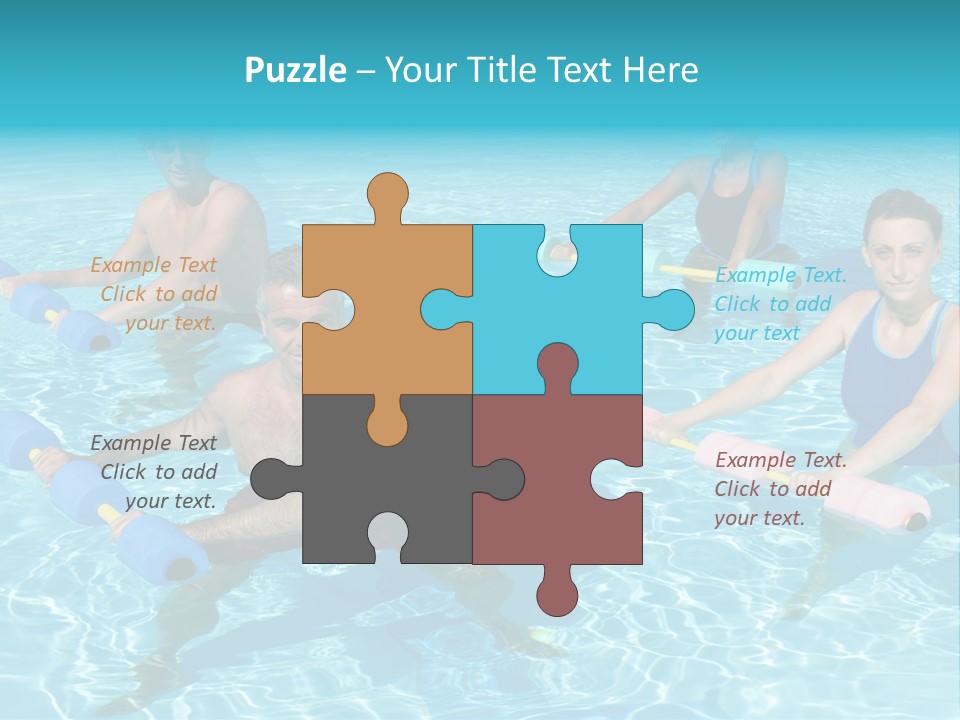 A Group Of People Doing Exercises In A Swimming Pool PowerPoint Template