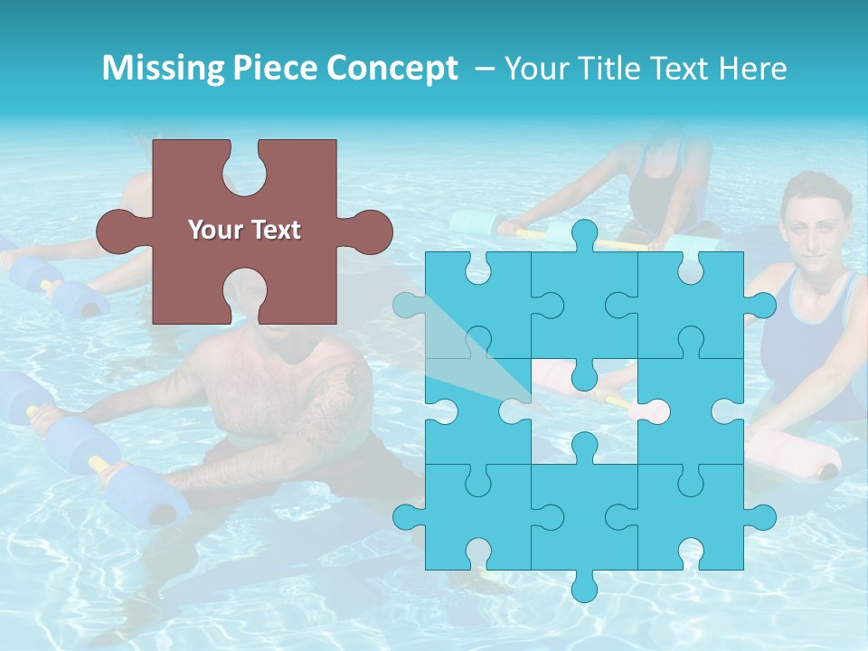 A Group Of People Doing Exercises In A Swimming Pool PowerPoint Template