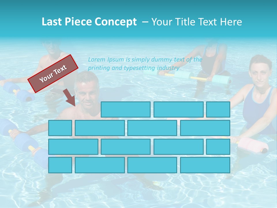 A Group Of People Doing Exercises In A Swimming Pool PowerPoint Template