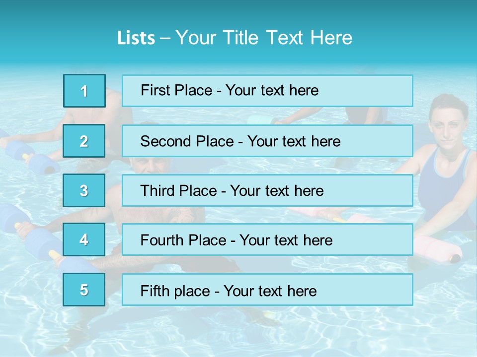 A Group Of People Doing Exercises In A Swimming Pool PowerPoint Template