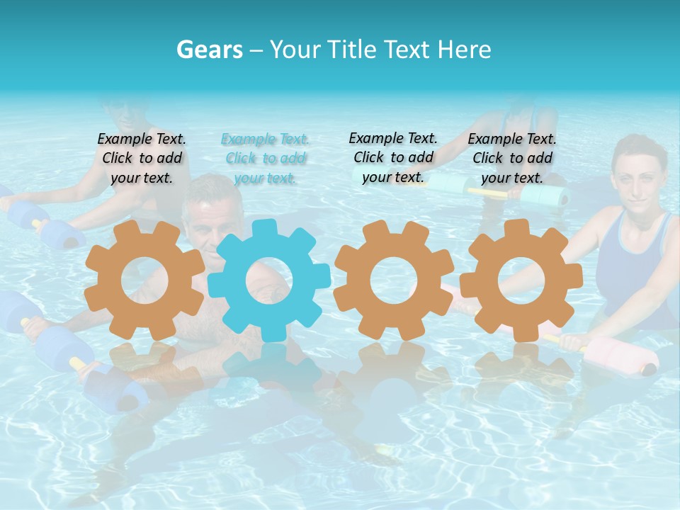 A Group Of People Doing Exercises In A Swimming Pool PowerPoint Template