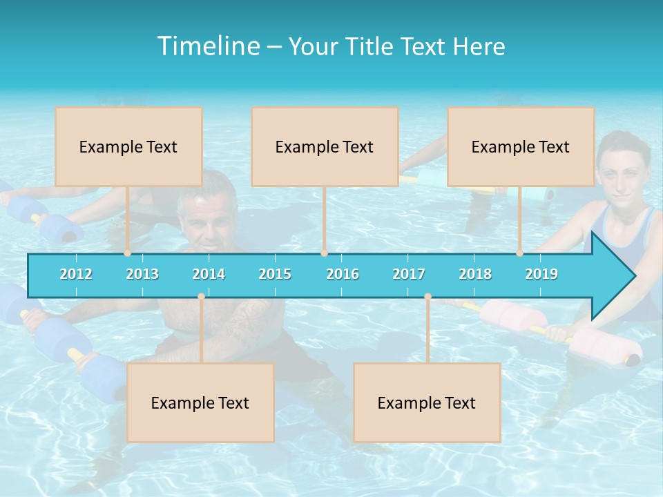 A Group Of People Doing Exercises In A Swimming Pool PowerPoint Template