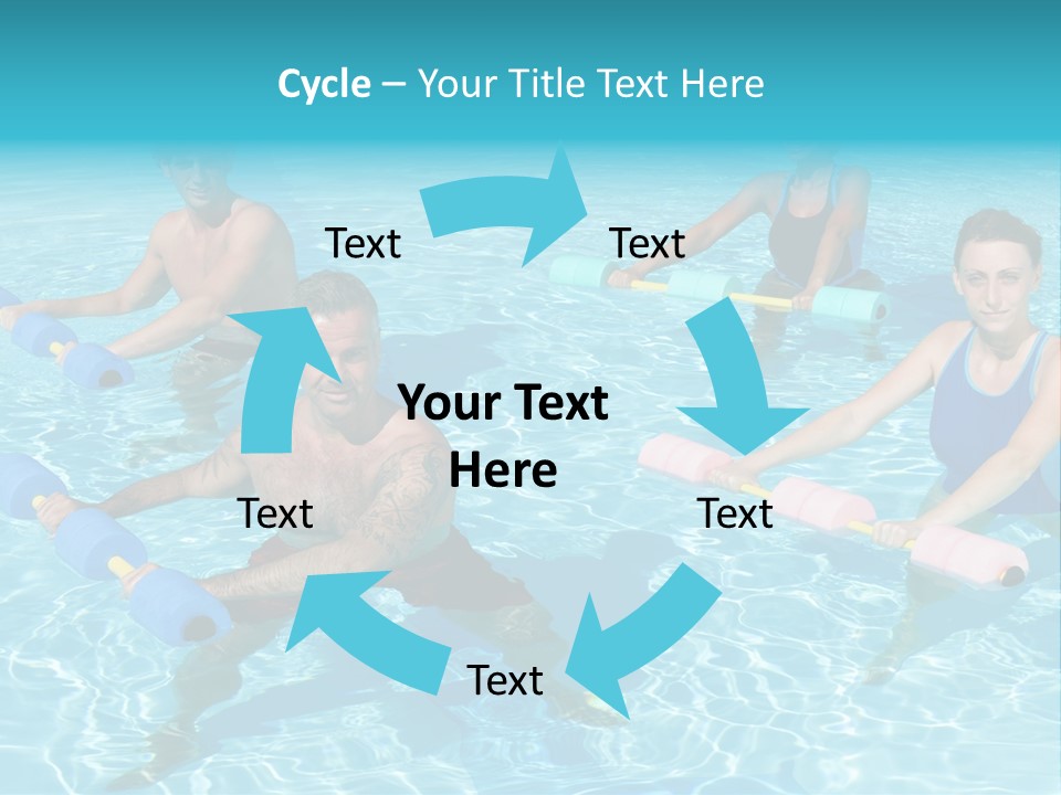 A Group Of People Doing Exercises In A Swimming Pool PowerPoint Template