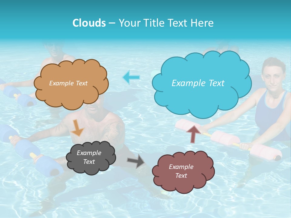 A Group Of People Doing Exercises In A Swimming Pool PowerPoint Template