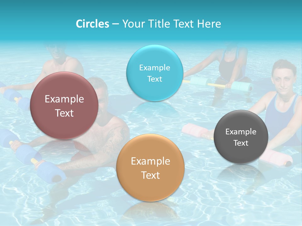 A Group Of People Doing Exercises In A Swimming Pool PowerPoint Template