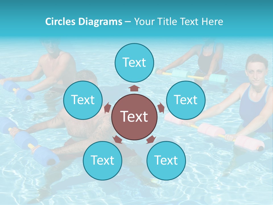 A Group Of People Doing Exercises In A Swimming Pool PowerPoint Template