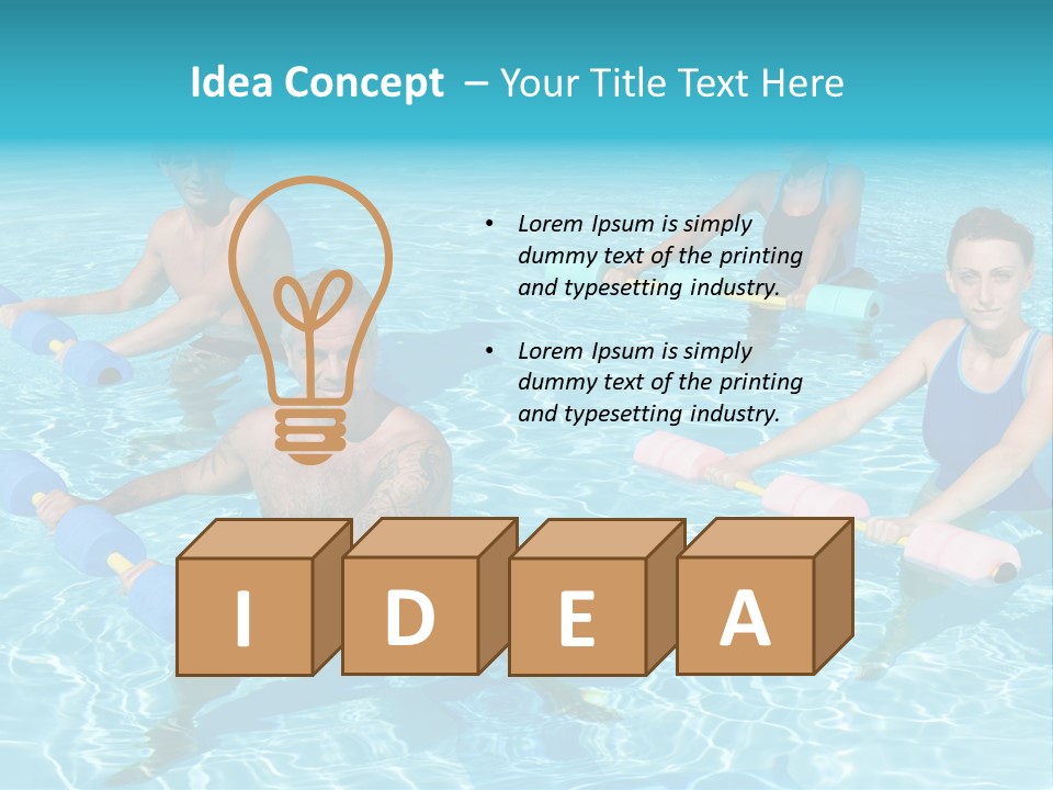 A Group Of People Doing Exercises In A Swimming Pool PowerPoint Template