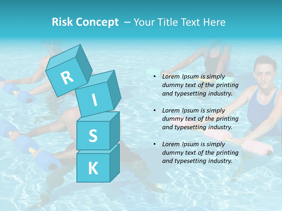 A Group Of People Doing Exercises In A Swimming Pool PowerPoint Template