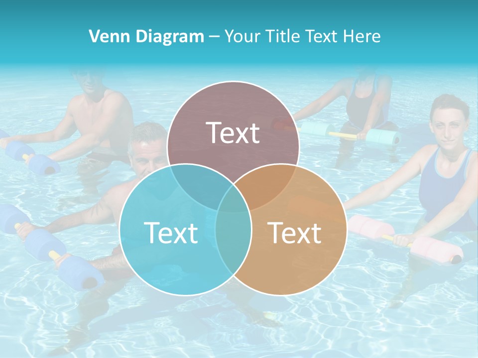 A Group Of People Doing Exercises In A Swimming Pool PowerPoint Template