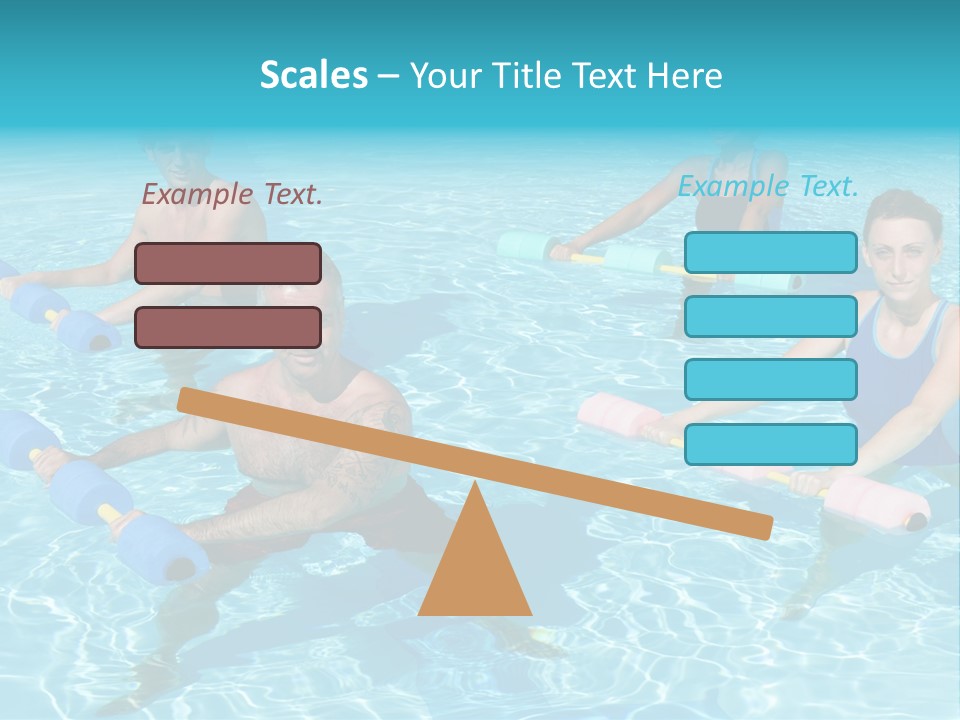 A Group Of People Doing Exercises In A Swimming Pool PowerPoint Template