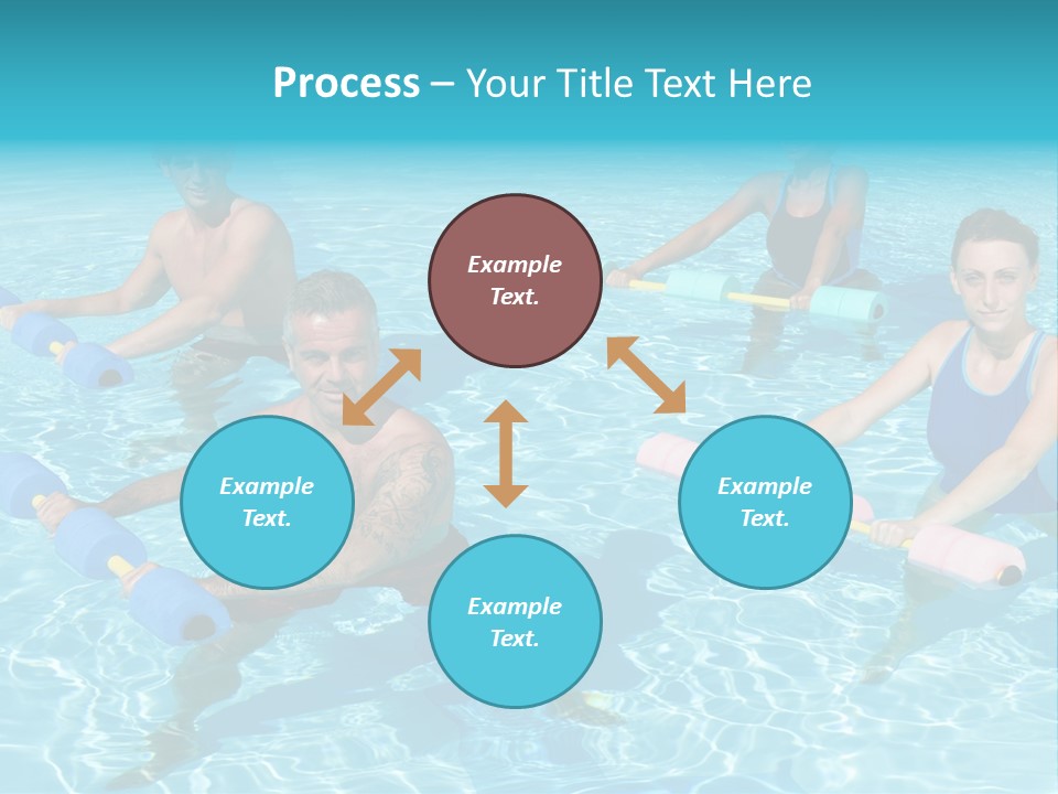 A Group Of People Doing Exercises In A Swimming Pool PowerPoint Template