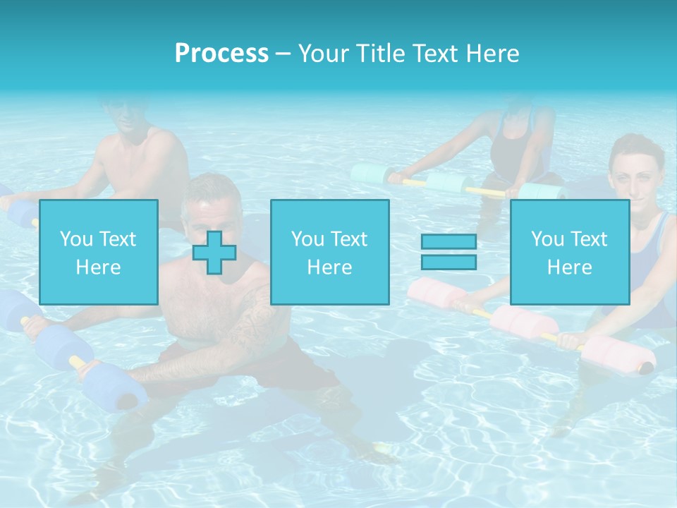 A Group Of People Doing Exercises In A Swimming Pool PowerPoint Template