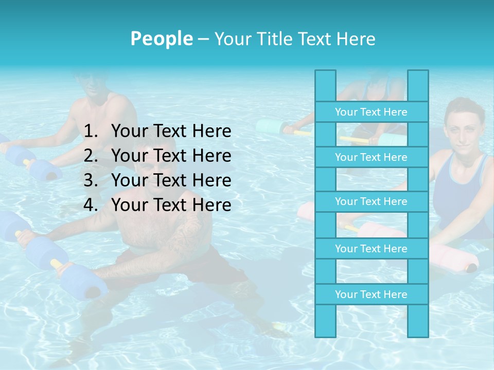 A Group Of People Doing Exercises In A Swimming Pool PowerPoint Template