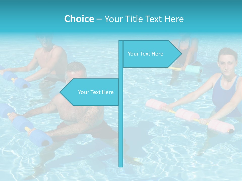A Group Of People Doing Exercises In A Swimming Pool PowerPoint Template