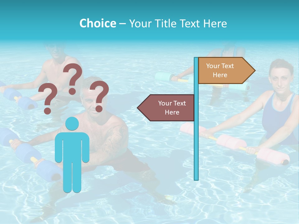 A Group Of People Doing Exercises In A Swimming Pool PowerPoint Template