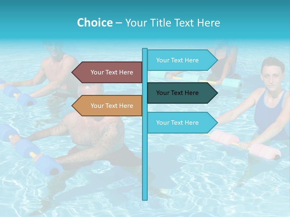 A Group Of People Doing Exercises In A Swimming Pool PowerPoint Template