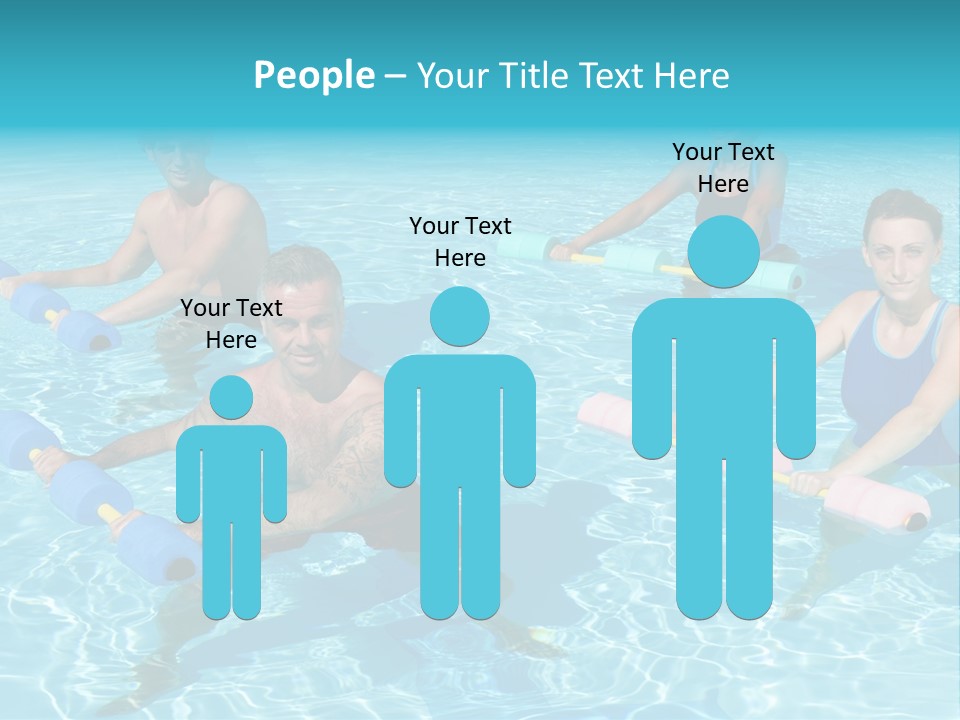 A Group Of People Doing Exercises In A Swimming Pool PowerPoint Template