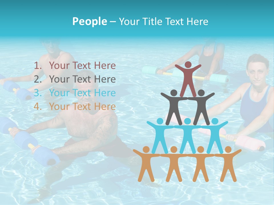 A Group Of People Doing Exercises In A Swimming Pool PowerPoint Template